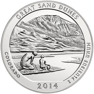2014 5 oz ATB Great Sand Dunes Silver Coin - BU