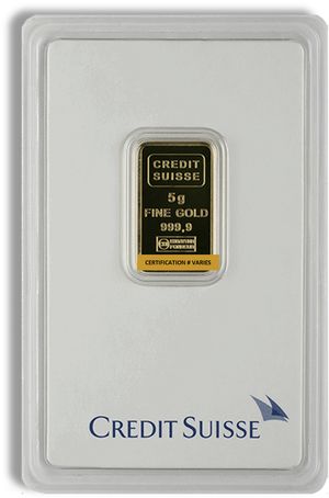 5 gram Gold Bar - Credit Suisse (Carded)