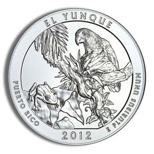 2012-P 5 Oz America The Beautiful El Yunque Burnished Silver Coin - BU (Cap Only, No Box and COA)