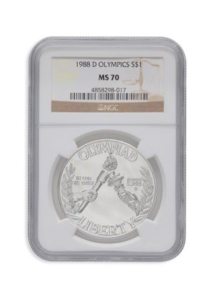 1988-D $1 Olympic Silver Commem - NGC MS70