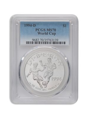 1994-D $1 World Cup Silver Commem - PCGS MS70