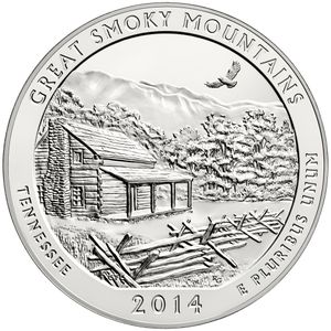 2014 5 oz ATB Great Smoky Mts. Silver Coin - BU