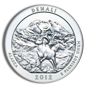 2012-P 5 Oz America The Beautiful Denali Burnished Silver Coin - BU (Cap Only, No Box and COA)