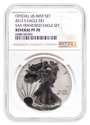 2012-S Reverse Proof Silver Eagle NGC PF70 Anni Set Designation