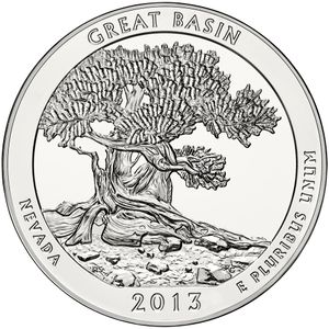 2013 5 oz ATB Great Basin Silver Coin - BU