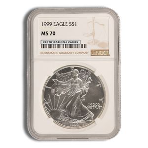 1999 Silver American Eagle - NGC MS70