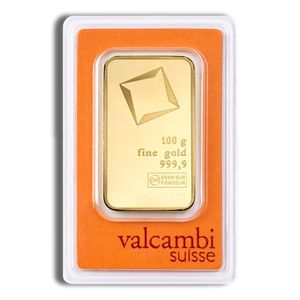 100 Gram Gold Bar - Valcambi (In Assay Card)