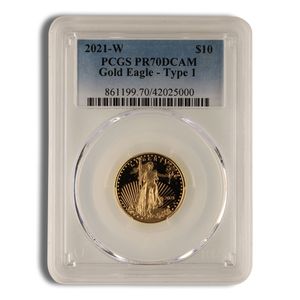 2021-W 1/4 oz Proof Gold Eagle $10 PCGS PR70 - Type 1