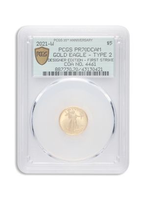 2021-W 1/10 oz Proof Gold Eagle $5 PCGS PR70 FS - Type 2