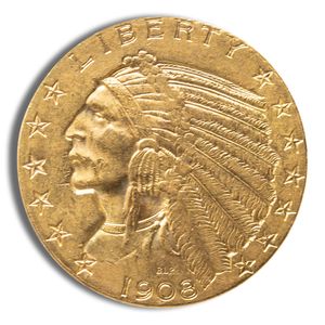 $5 Gold Indian Half Eagle - AU (Random Year)