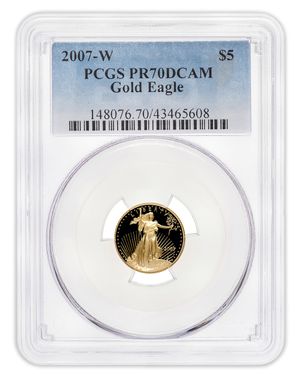 2007-W 1/10 oz Proof Gold Eagle $5 PCGS PR70