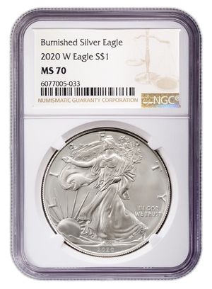 2020-W Burnished Silver Eagle NGC MS70