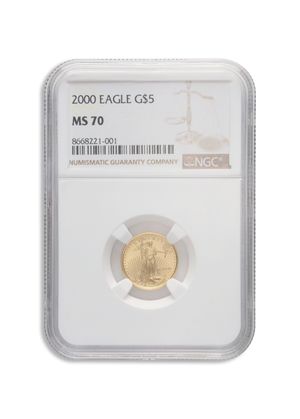 2000 1/10 oz Gold Eagle $5 NGC MS70
