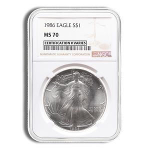 1986 Silver American Eagle - NGC MS70
