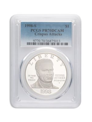 1998-S $1 Black Patriots Silver Commem - PCGS PF70