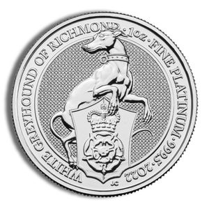 2022 1 Oz Great Britain Queen's Beast Platinum Coin (White Greyhound of Richmond) - BU