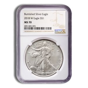 2018-W Burnished Silver Eagle NGC MS70