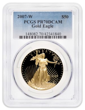 2007-W 1 oz Proof Gold Eagle $50 PCGS PR70