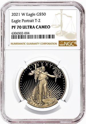 2021-W 1 oz Proof Gold Eagle $50 NGC PF70 - Type 2
