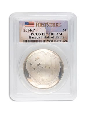 2014-P $1 Baseball Hall Fame Silver Commem - PCGS PF70