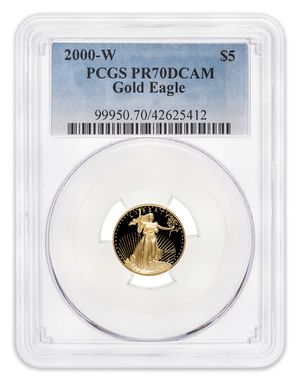 2000-W 1/10 oz Proof Gold Eagle $5 PCGS PR70