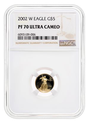 2002-W 1/10 oz Proof Gold Eagle $5 PCGS PR70