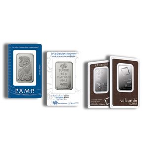 50 Gram Platinum Bar (Random Brand, In Assay Card)