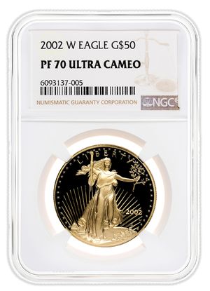 2002-W 1 oz Proof Gold Eagle $50 PCGS PR70