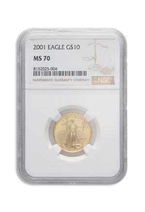 2001 1/4 oz Gold Eagle $10 NGC MS70