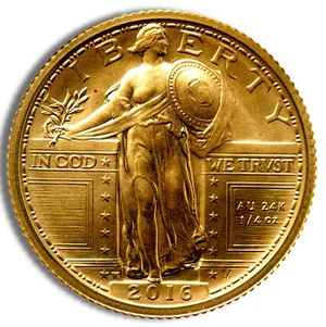 2016-W 1/4 Oz Gold Standing Liberty Centennial Coin - BU (with Box and COA)