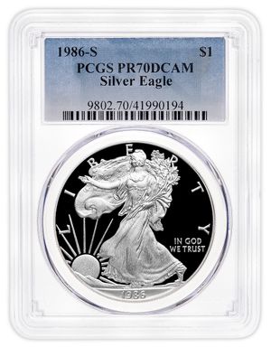 1986-S Proof Silver Eagle PCGS PR70