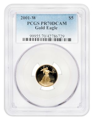 2001-W 1/10 oz Proof Gold Eagle $5 PCGS PR70