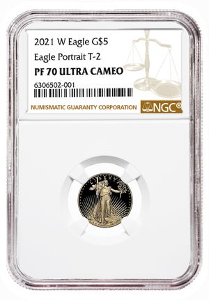 2021-W 1/10 oz Proof Gold Eagle $5 NGC PF70 - Type 2