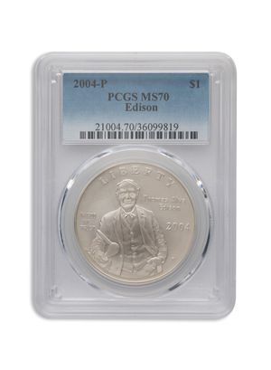 2004-P $1 Thomas A. Edison Silver Commem - PCGS MS70