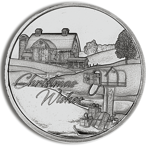 1 Oz Silver Round - Barn Christmas Wishes