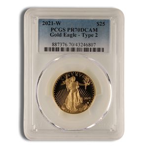 2021-W 1/2 oz Proof Gold Eagle $25 PCGS PR70 - Type 2