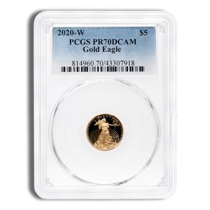 2020-W 1/10 oz Proof Gold Eagle $5 PCGS PR70
