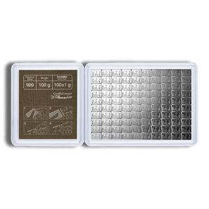 100 x 1 Gram Silver Bar Valcambi CombiBar™ (In Assay Card)
