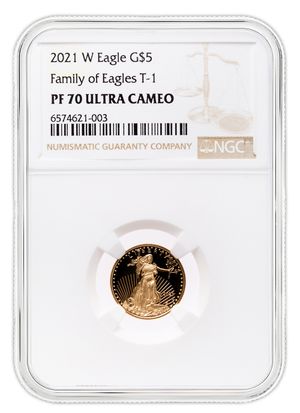 2021-W 1/10 oz Proof Gold Eagle $5 NGC PF70 - Type 1