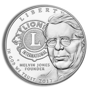 2017-P $1 Lions Club Centennial (Melvin Jones) Silver Commemorative Proof - BU