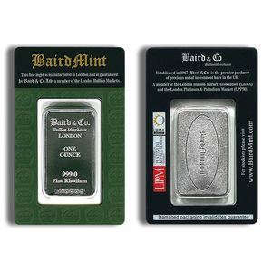 1 Oz Rhodium Bar - PAMP Suisse/Baird (In Assay Card)