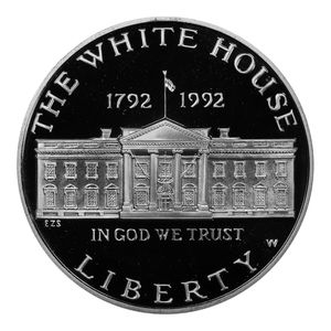 1992-W $1 White House Silver Commemorative Proof - BU