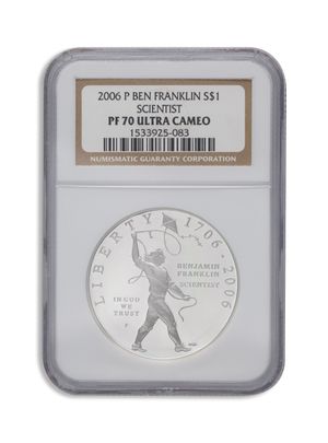 2006-P $1 Franklin Scientist Silver Commem - NGC PF70