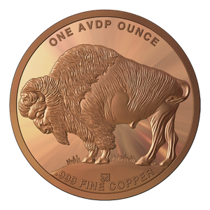 1 Oz Copper Round - Buffalo Design (Frontier Mint)