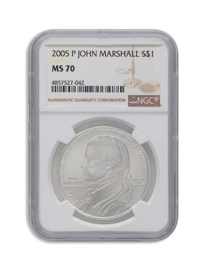 2005-P $1 John Marshall Silver Commem - NGC MS70