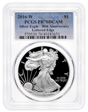 2016-W Proof Silver Eagle - 30th Anniv - PCGS PR70