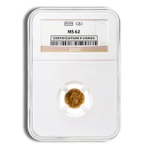 $1 Gold Liberty Type 1 - NGC MS62 (Random Year)