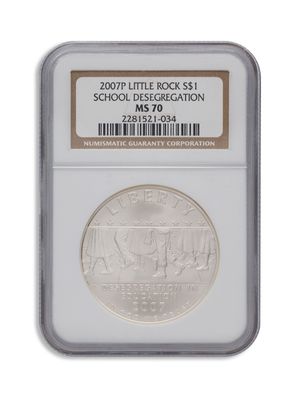 2007-P $1 Little Rock, Deseg Silver Commem - NGC MS70