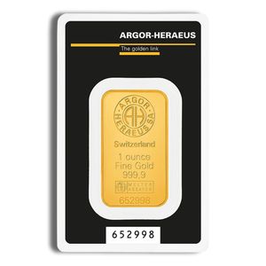 1 oz Gold Bar - Argor-Heraeus Kinebar (Carded)