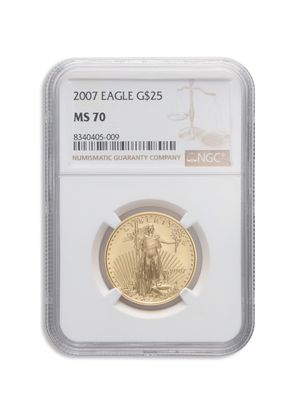 2007 1/2 oz Gold Eagle $25 NGC MS70